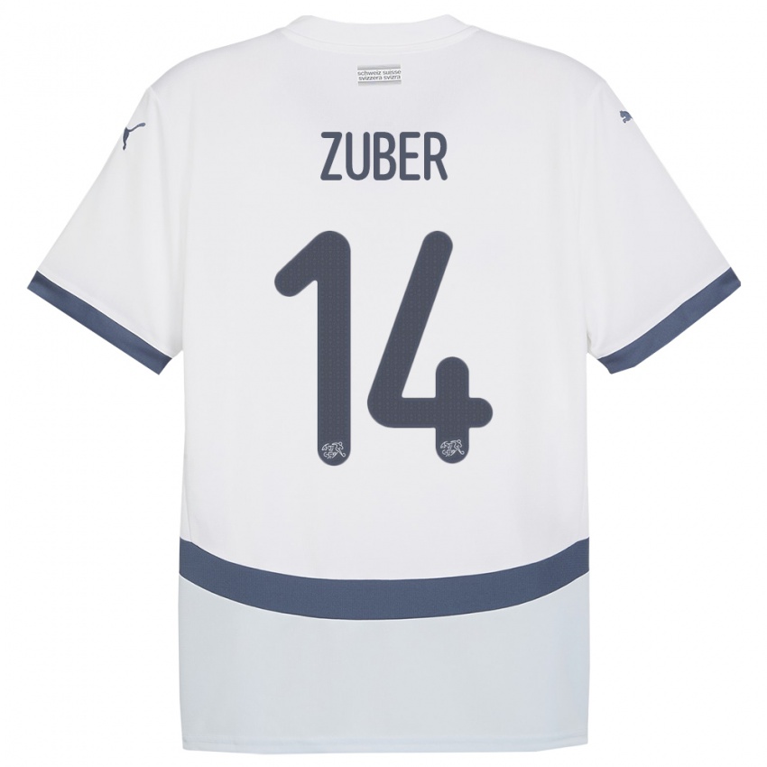 Niño Camiseta Suiza Steven Zuber #14 Blanco 2ª Equipación 24-26 La Camisa México