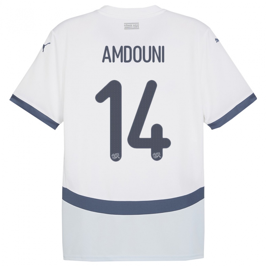Niño Camiseta Suiza Mohamed Zeki Amdouni #14 Blanco 2ª Equipación 24-26 La Camisa México