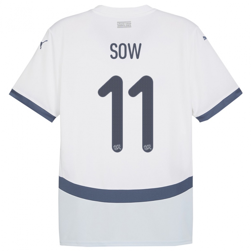 Niño Camiseta Suiza Coumba Sow #11 Blanco 2ª Equipación 24-26 La Camisa México