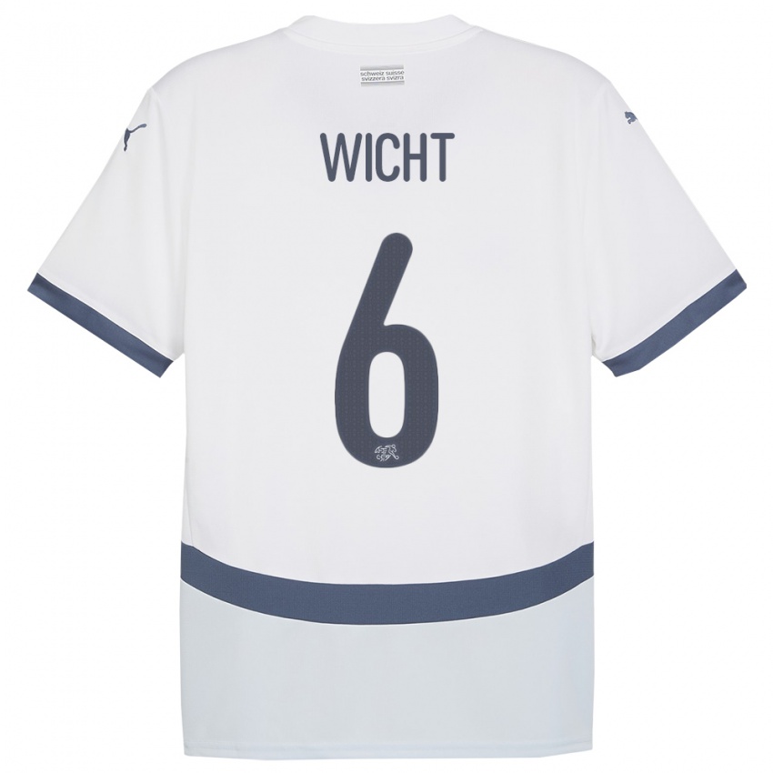 Niño Camiseta Suiza Nathan Wicht #6 Blanco 2ª Equipación 24-26 La Camisa México