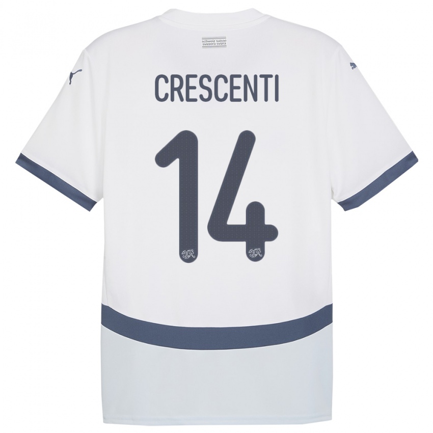 Niño Camiseta Suiza Federico Crescenti #14 Blanco 2ª Equipación 24-26 La Camisa México