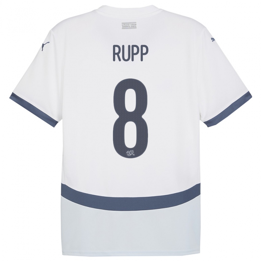 Niño Camiseta Suiza Noah Rupp #8 Blanco 2ª Equipación 24-26 La Camisa México