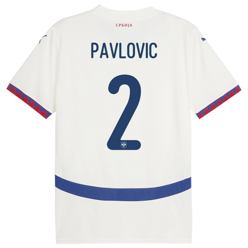 Niño Camiseta Serbia Strahinja Pavlovic #2 Blanco 2ª Equipación 24-26 La Camisa México