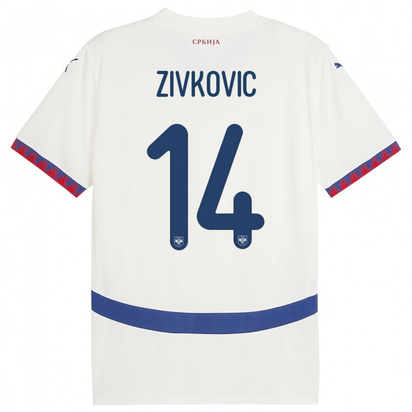 Niño Camiseta Serbia Andrija Zivkovic #14 Blanco 2ª Equipación 24-26 La Camisa México