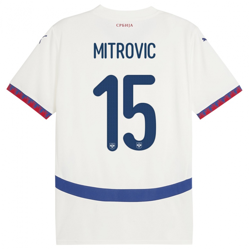 Niño Camiseta Serbia Stefan Mitrovic #15 Blanco 2ª Equipación 24-26 La Camisa México
