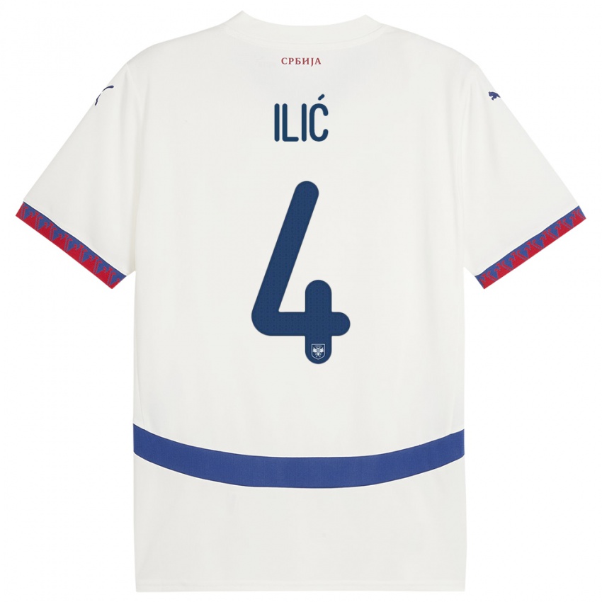 Niño Camiseta Serbia Marija Ilic #4 Blanco 2ª Equipación 24-26 La Camisa México