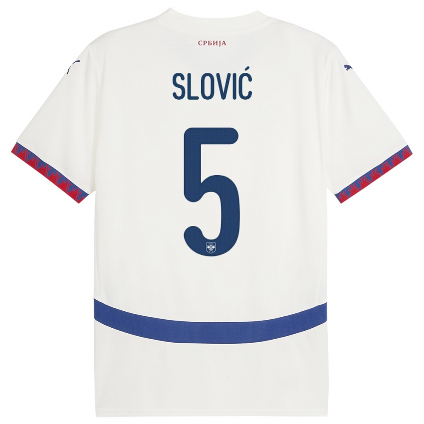 Niño Camiseta Serbia Violeta Slovic #5 Blanco 2ª Equipación 24-26 La Camisa México