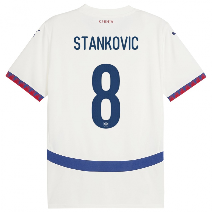 Niño Camiseta Serbia Nikola Stankovic #8 Blanco 2ª Equipación 24-26 La Camisa México