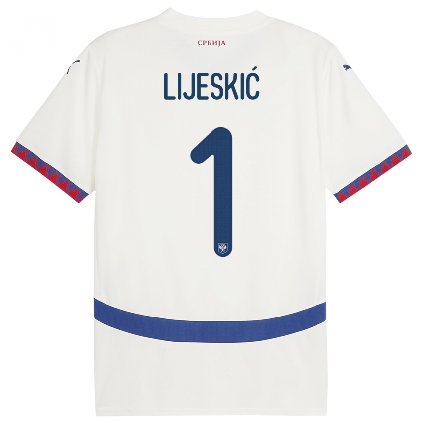 Niño Camiseta Serbia Luka Lijeskic #1 Blanco 2ª Equipación 24-26 La Camisa México