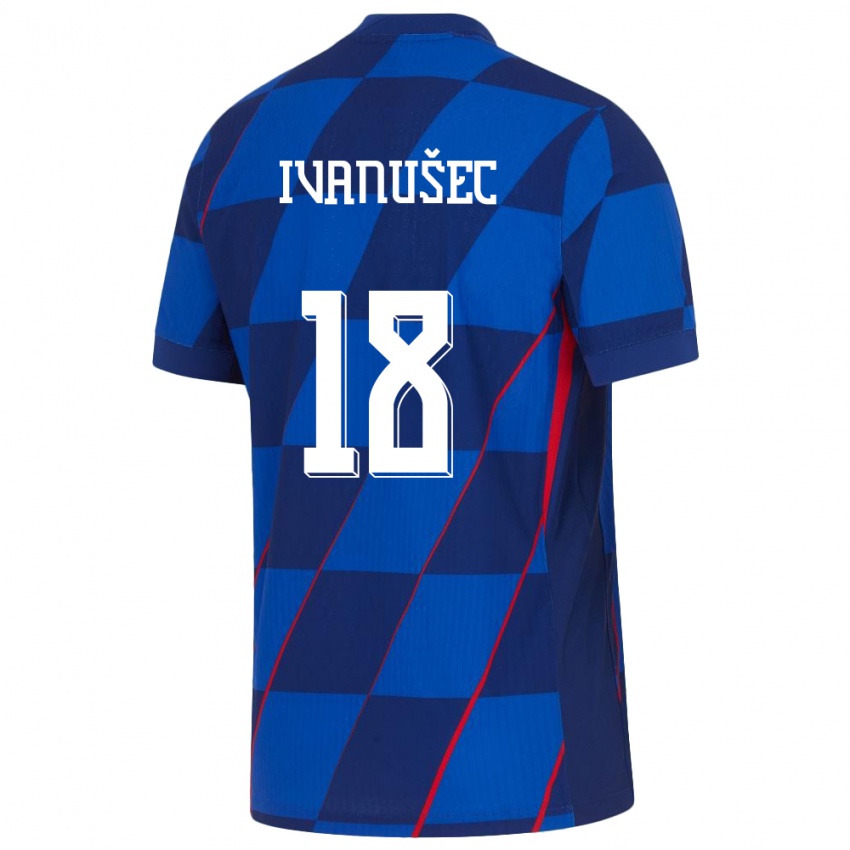 Niño Camiseta Croacia Luka Ivanusec #18 Azul 2ª Equipación 24-26 La Camisa México