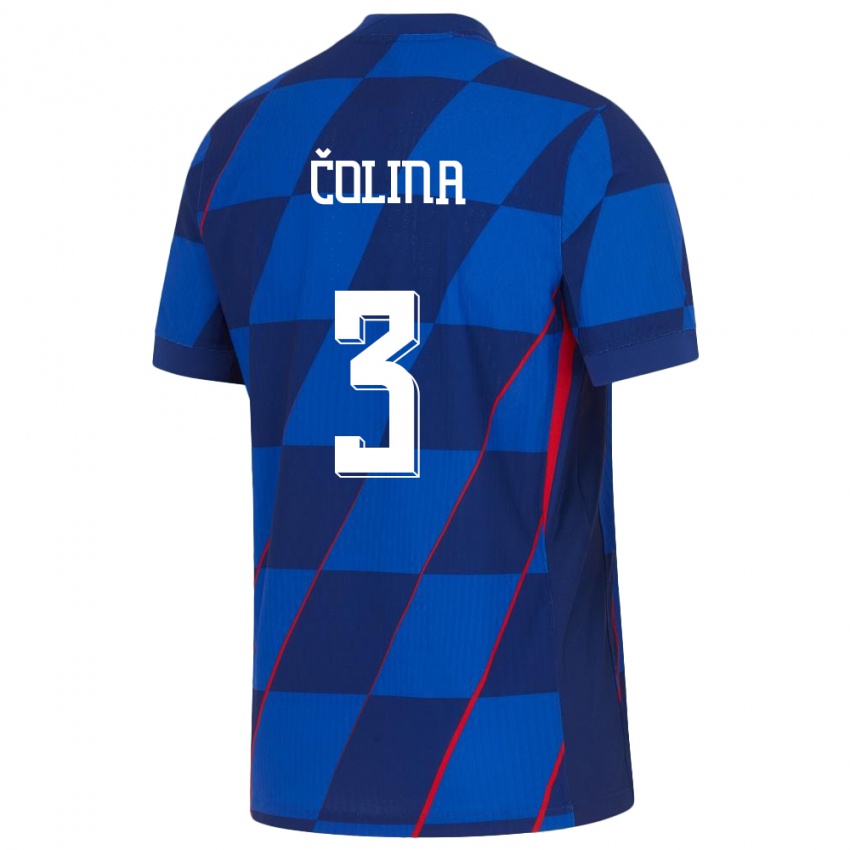 Niño Camiseta Croacia David Colina #3 Azul 2ª Equipación 24-26 La Camisa México