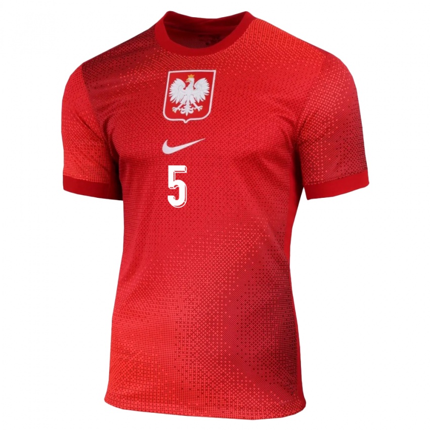 Niño Camiseta Polonia Jan Bednarek #5 Rojo 2ª Equipación 24-26 La Camisa México