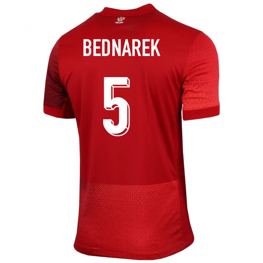 Niño Camiseta Polonia Jan Bednarek #5 Rojo 2ª Equipación 24-26 La Camisa México