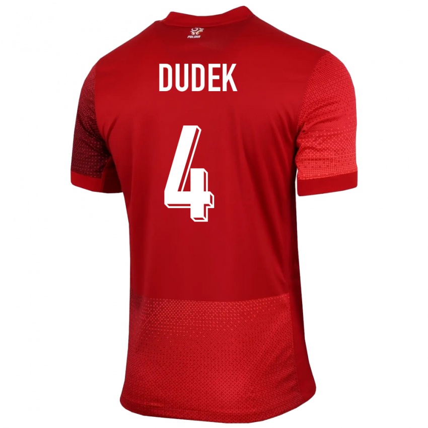 Niño Camiseta Polonia Paulina Dudek #4 Rojo 2ª Equipación 24-26 La Camisa México