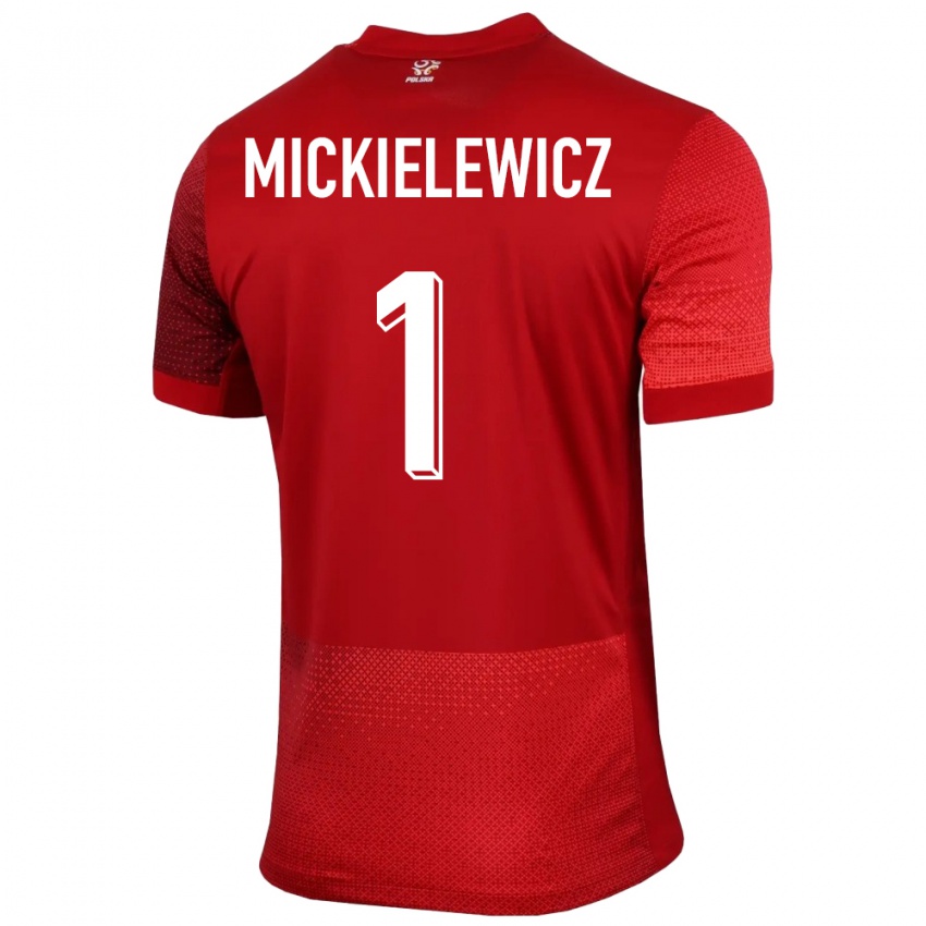 Niño Camiseta Polonia Aleksander Mickielewicz #1 Rojo 2ª Equipación 24-26 La Camisa México