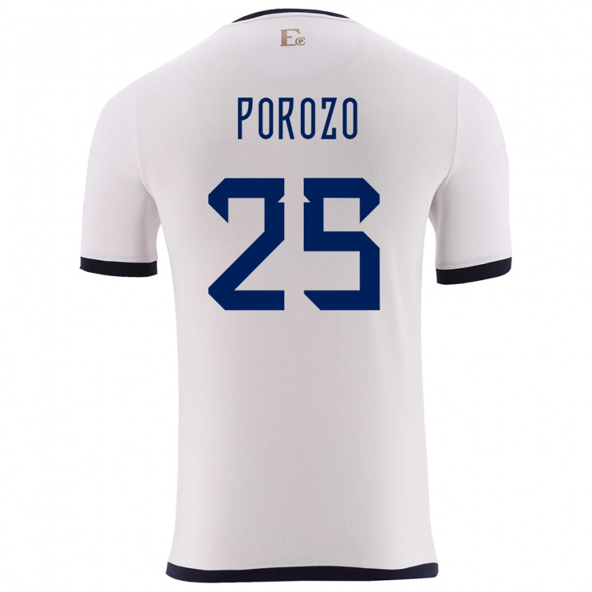 Niño Camiseta Ecuador Jackson Porozo #25 Blanco 2ª Equipación 24-26 La Camisa México