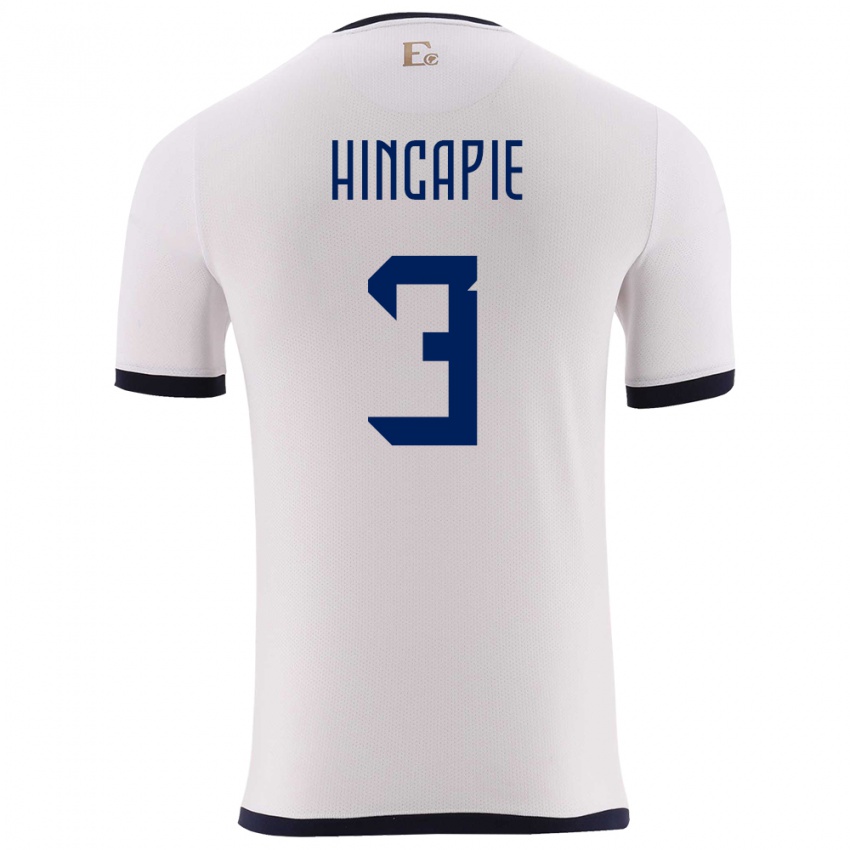 Niño Camiseta Ecuador Piero Hincapie #3 Blanco 2ª Equipación 24-26 La Camisa México