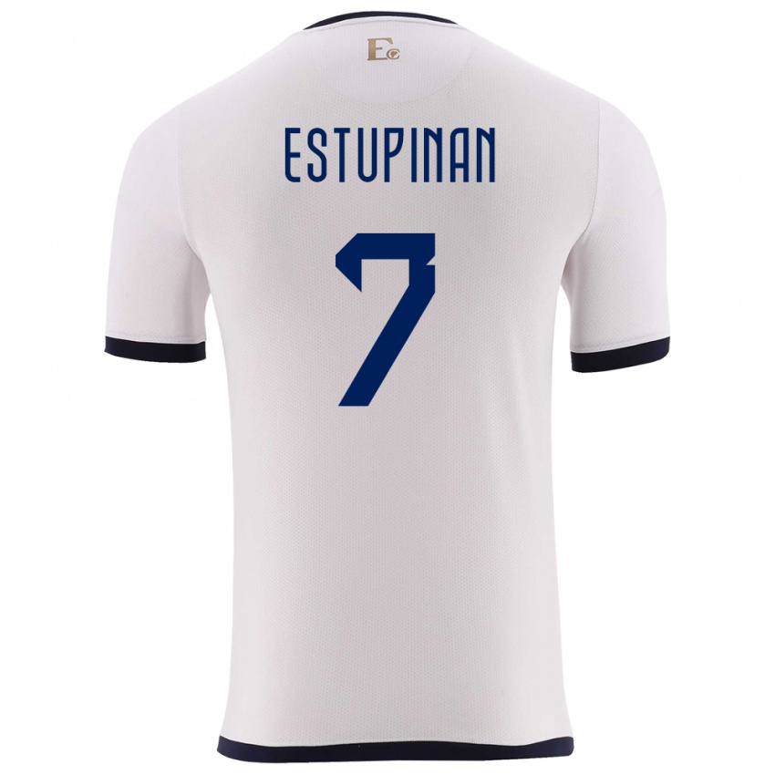 Niño Camiseta Ecuador Pervis Estupinan #7 Blanco 2ª Equipación 24-26 La Camisa México