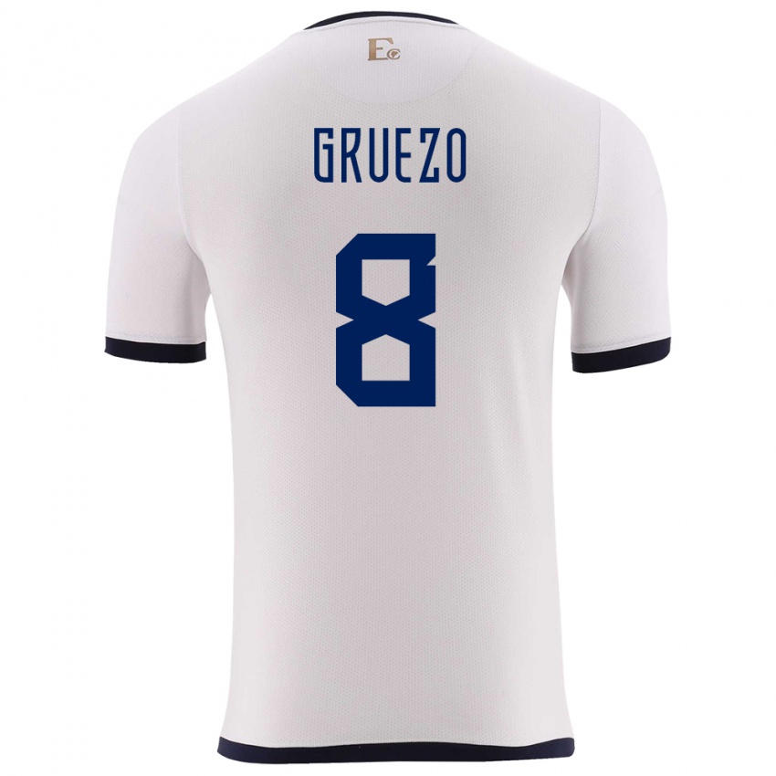 Niño Camiseta Ecuador Carlos Gruezo #8 Blanco 2ª Equipación 24-26 La Camisa México