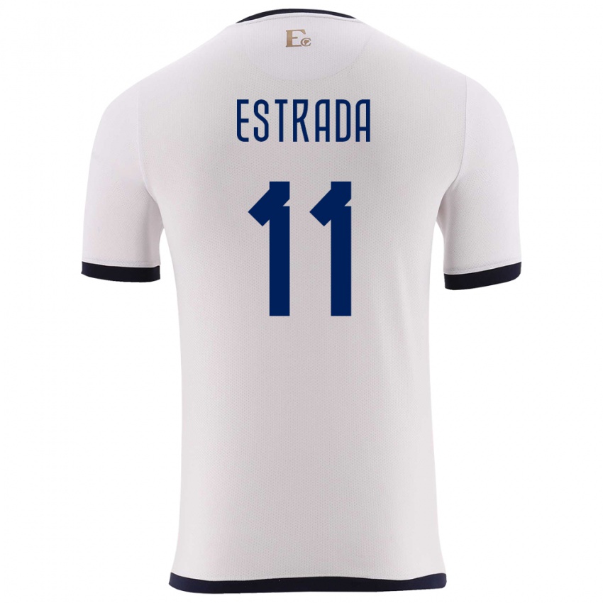 Niño Camiseta Ecuador Michael Estrada #11 Blanco 2ª Equipación 24-26 La Camisa México
