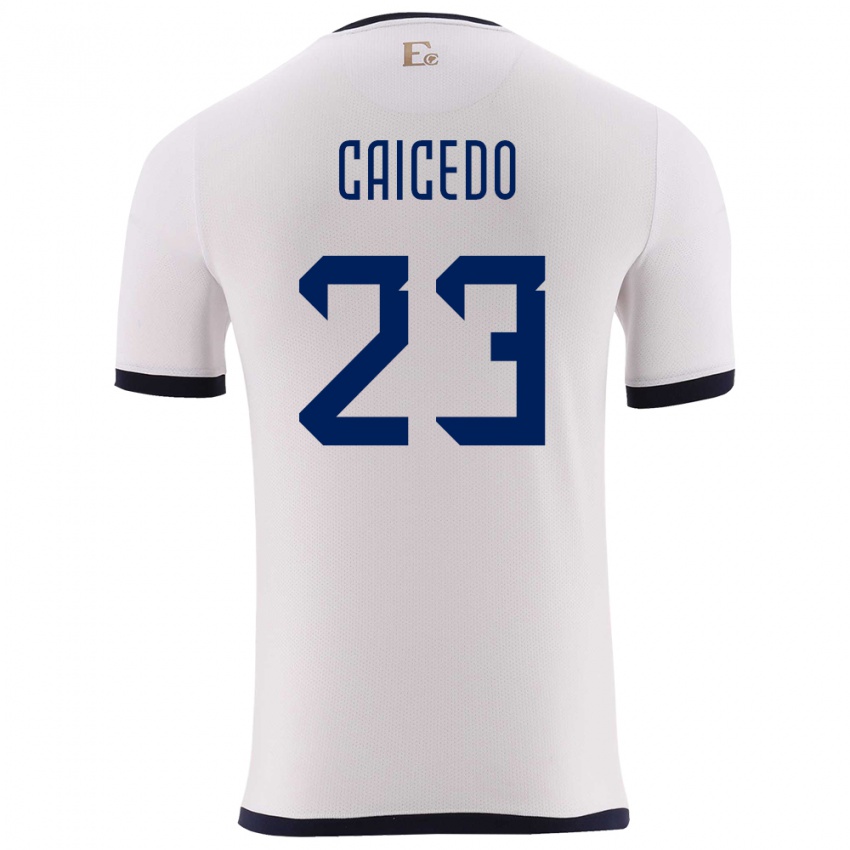 Niño Camiseta Ecuador Moises Caicedo #23 Blanco 2ª Equipación 24-26 La Camisa México