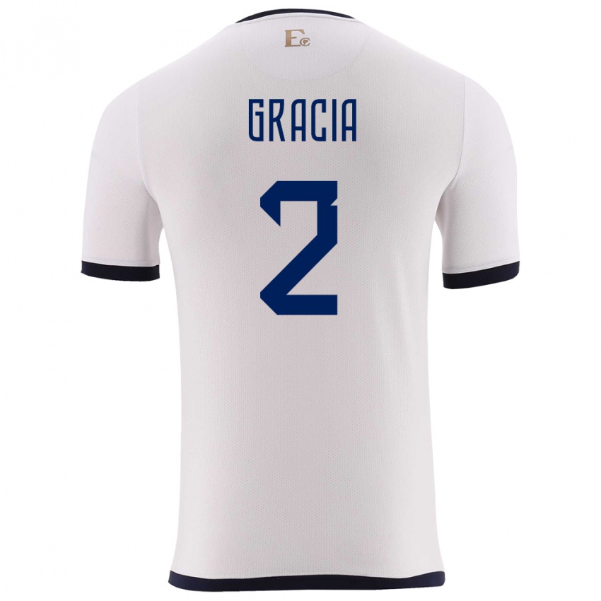 Niño Camiseta Ecuador Ericka Gracia #2 Blanco 2ª Equipación 24-26 La Camisa México