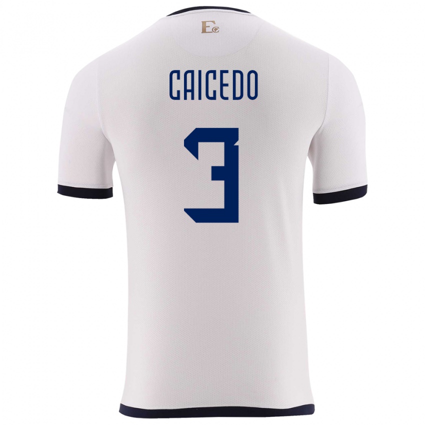 Niño Camiseta Ecuador Jessy Caicedo #3 Blanco 2ª Equipación 24-26 La Camisa México