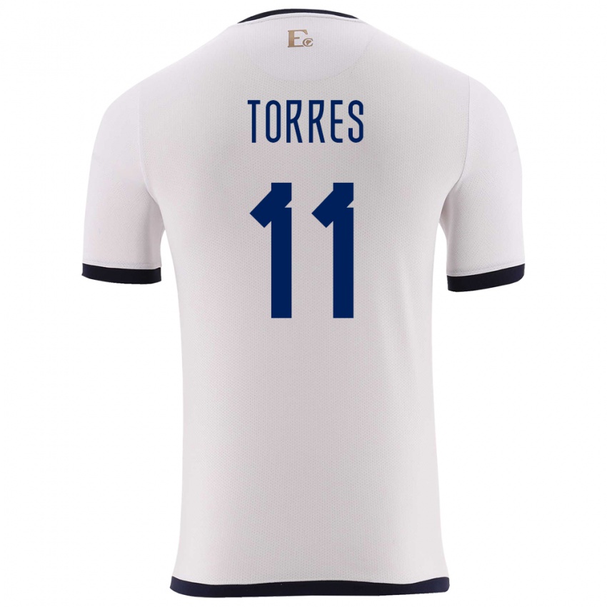 Niño Camiseta Ecuador Ambar Torres #11 Blanco 2ª Equipación 24-26 La Camisa México