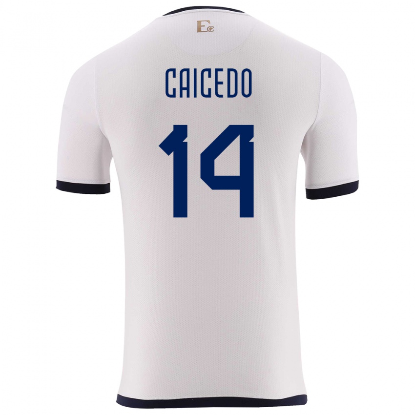 Niño Camiseta Ecuador Carina Caicedo #14 Blanco 2ª Equipación 24-26 La Camisa México