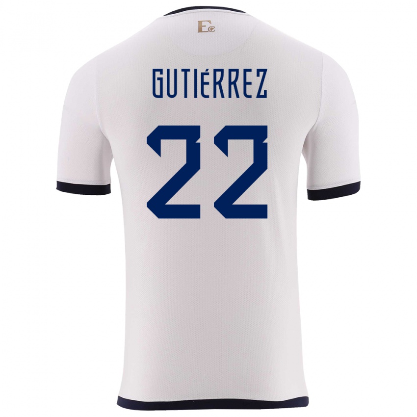 Niño Camiseta Ecuador Melanie Gutierrez #22 Blanco 2ª Equipación 24-26 La Camisa México