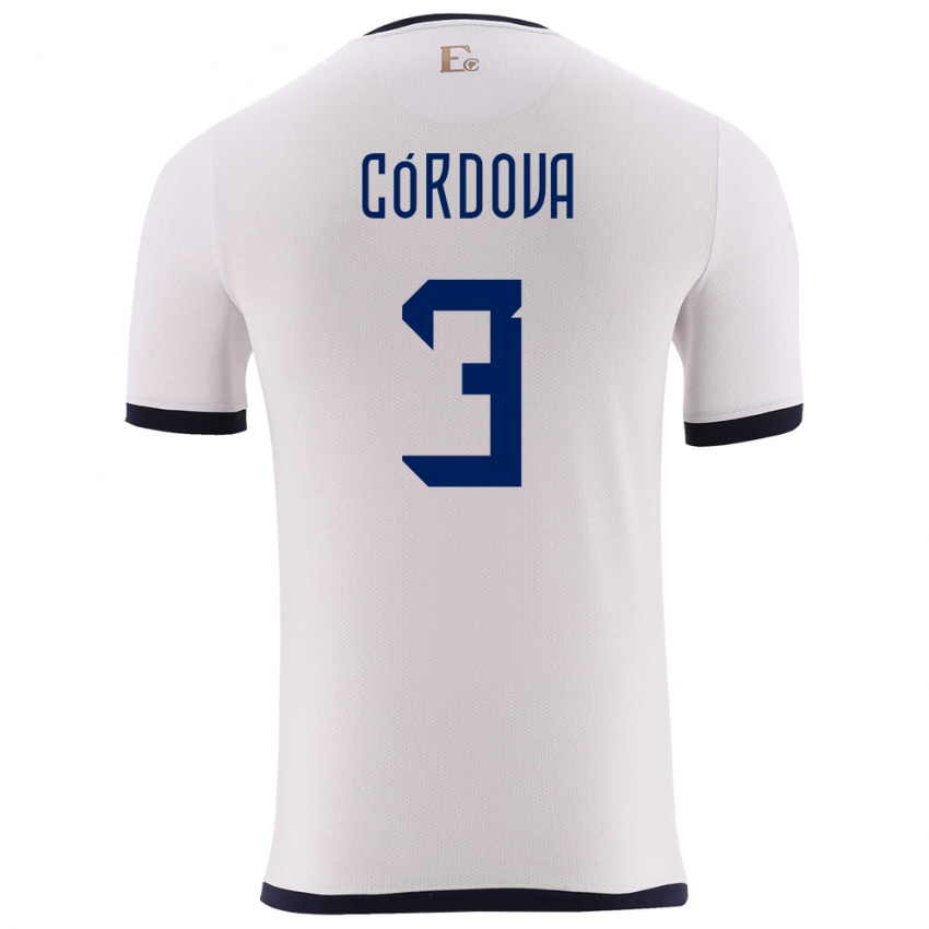 Niño Camiseta Ecuador Luis Cordova #3 Blanco 2ª Equipación 24-26 La Camisa México