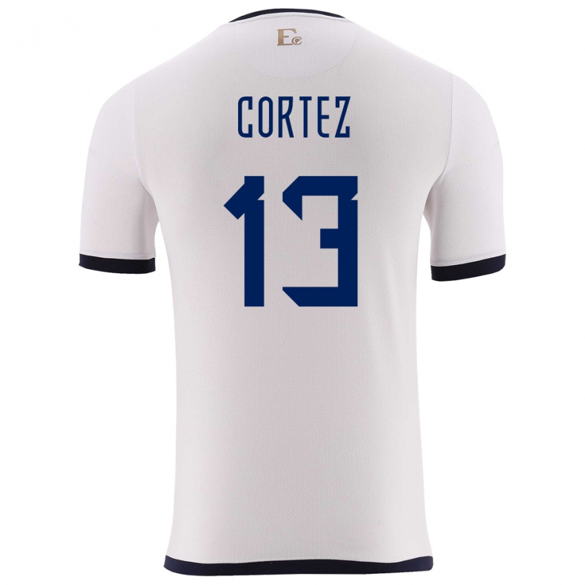 Niño Camiseta Ecuador Steven Cortez #13 Blanco 2ª Equipación 24-26 La Camisa México