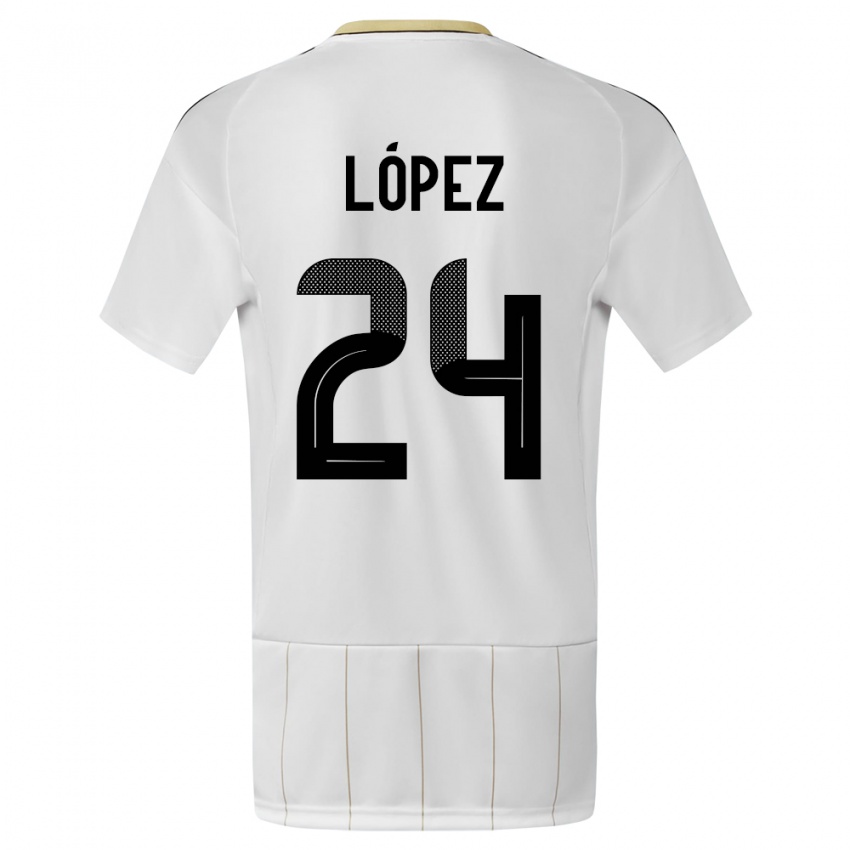 Niño Camiseta Costa Rica Douglas Lopez #24 Blanco 2ª Equipación 24-26 La Camisa México