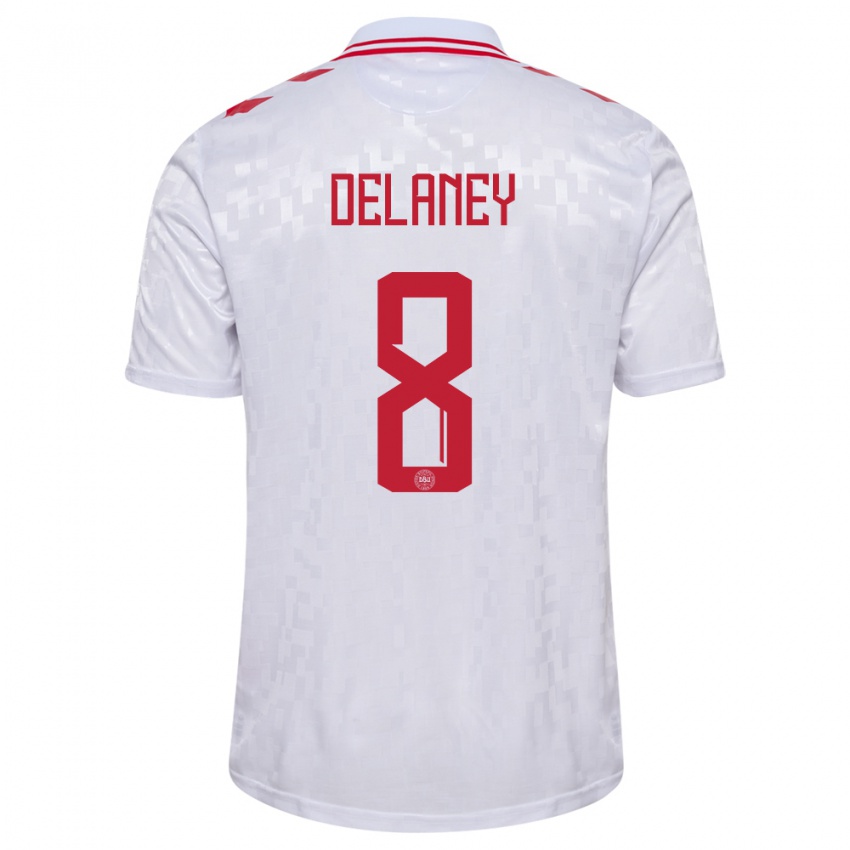 Niño Camiseta Dinamarca Thomas Delaney #8 Blanco 2ª Equipación 24-26 La Camisa México