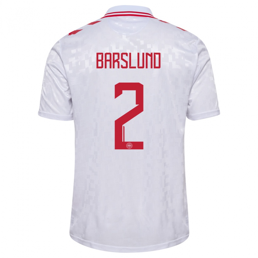 Niño Camiseta Dinamarca Kaare Barslund #2 Blanco 2ª Equipación 24-26 La Camisa México