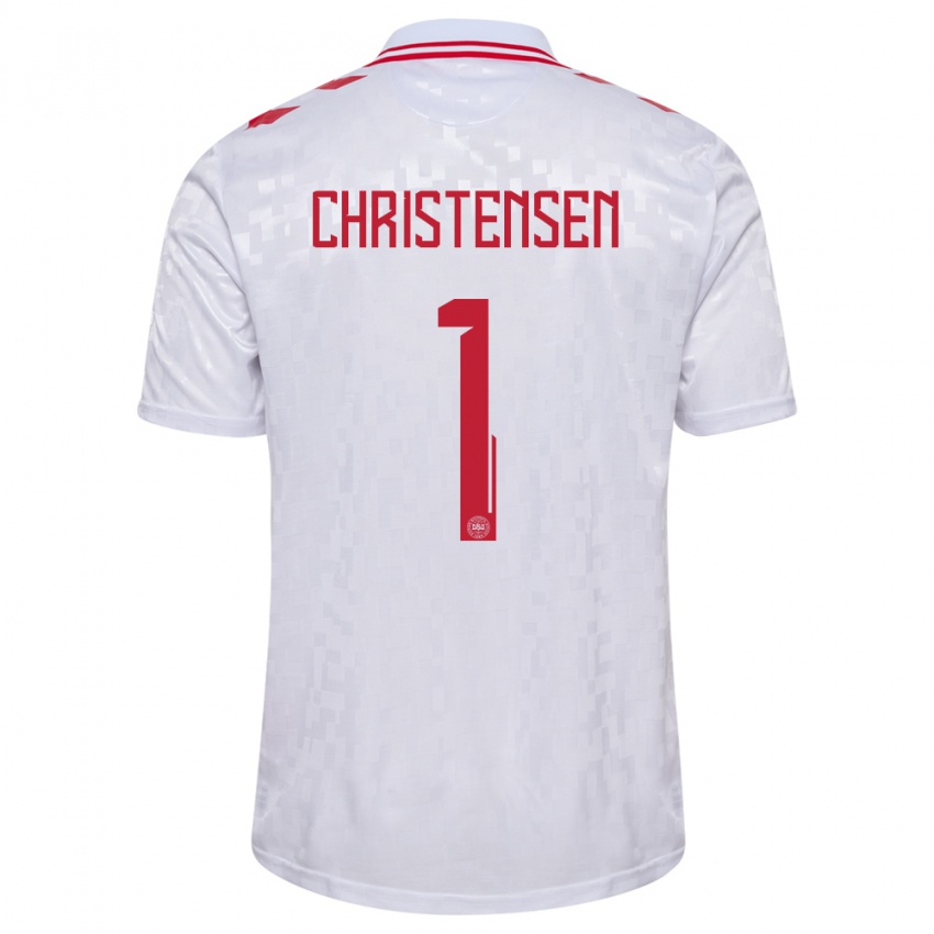 Niño Camiseta Dinamarca Lene Christensen #1 Blanco 2ª Equipación 24-26 La Camisa México