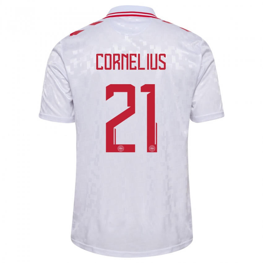 Niño Camiseta Dinamarca Andreas Cornelius #21 Blanco 2ª Equipación 24-26 La Camisa México