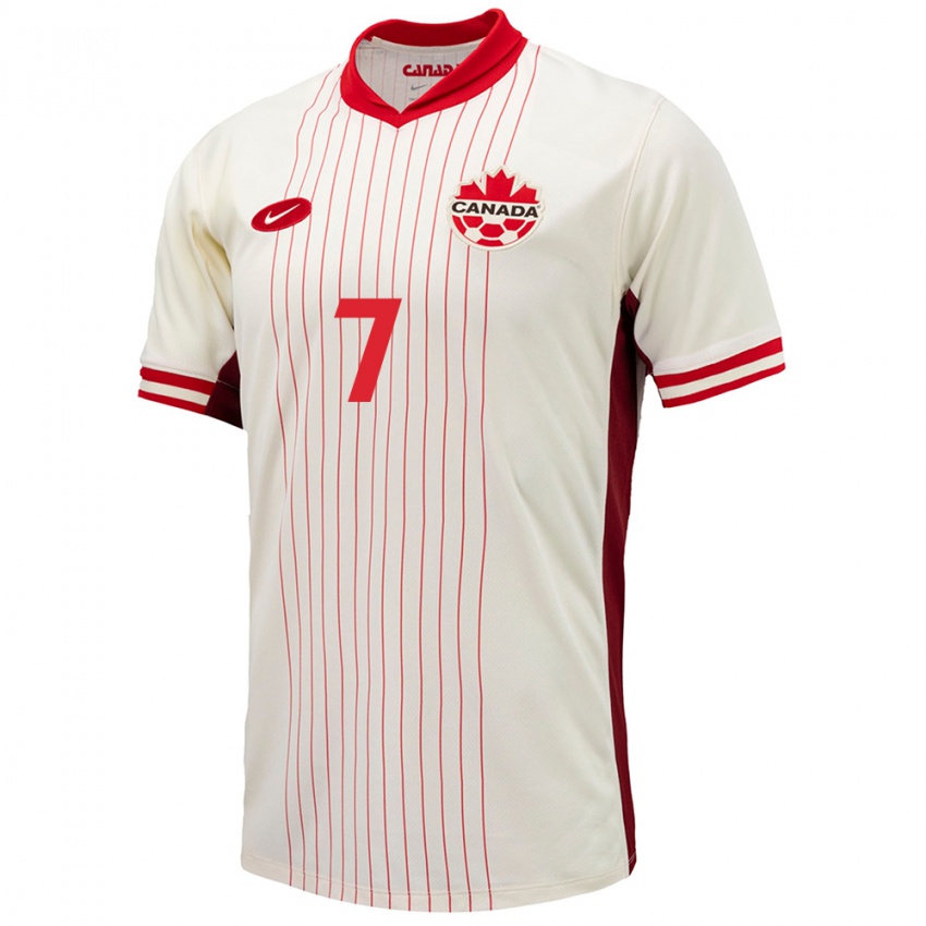 Niño Camiseta Canadá Stephen Eustaquio #7 Blanco 2ª Equipación 24-26 La Camisa México