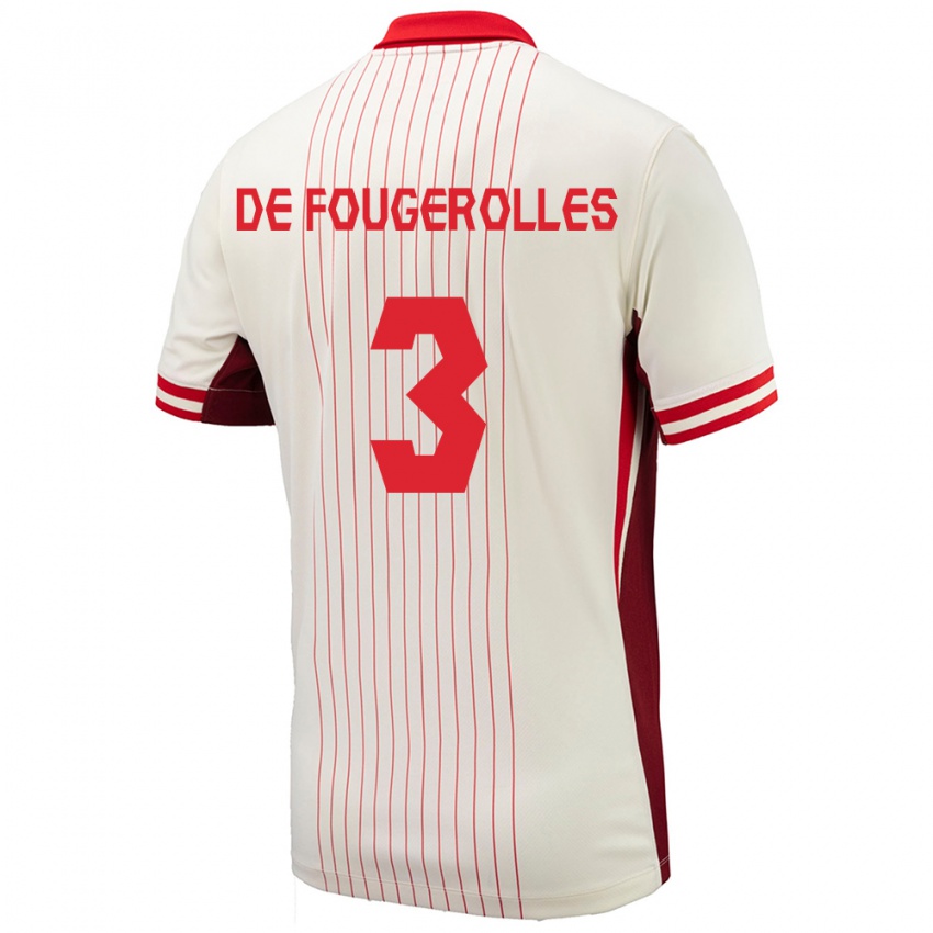 Niño Camiseta Canadá Luc De Fougerolles #3 Blanco 2ª Equipación 24-26 La Camisa México