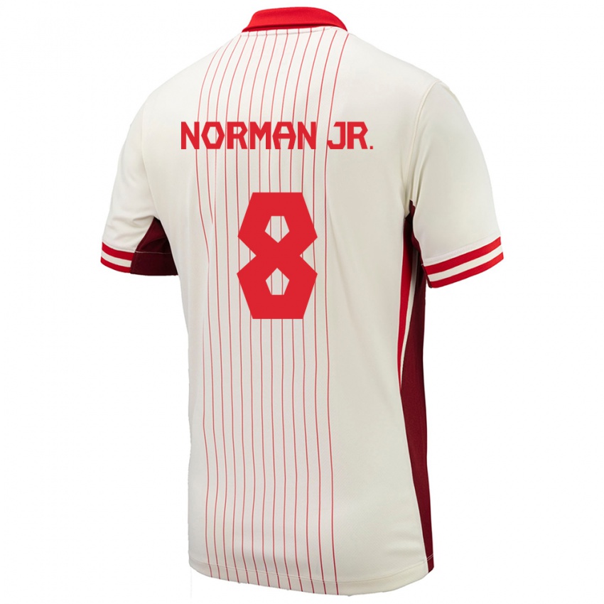 Niño Camiseta Canadá David Norman Jr. #8 Blanco 2ª Equipación 24-26 La Camisa México