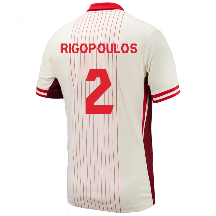 Niño Camiseta Canadá Theo Rigopoulos #2 Blanco 2ª Equipación 24-26 La Camisa México