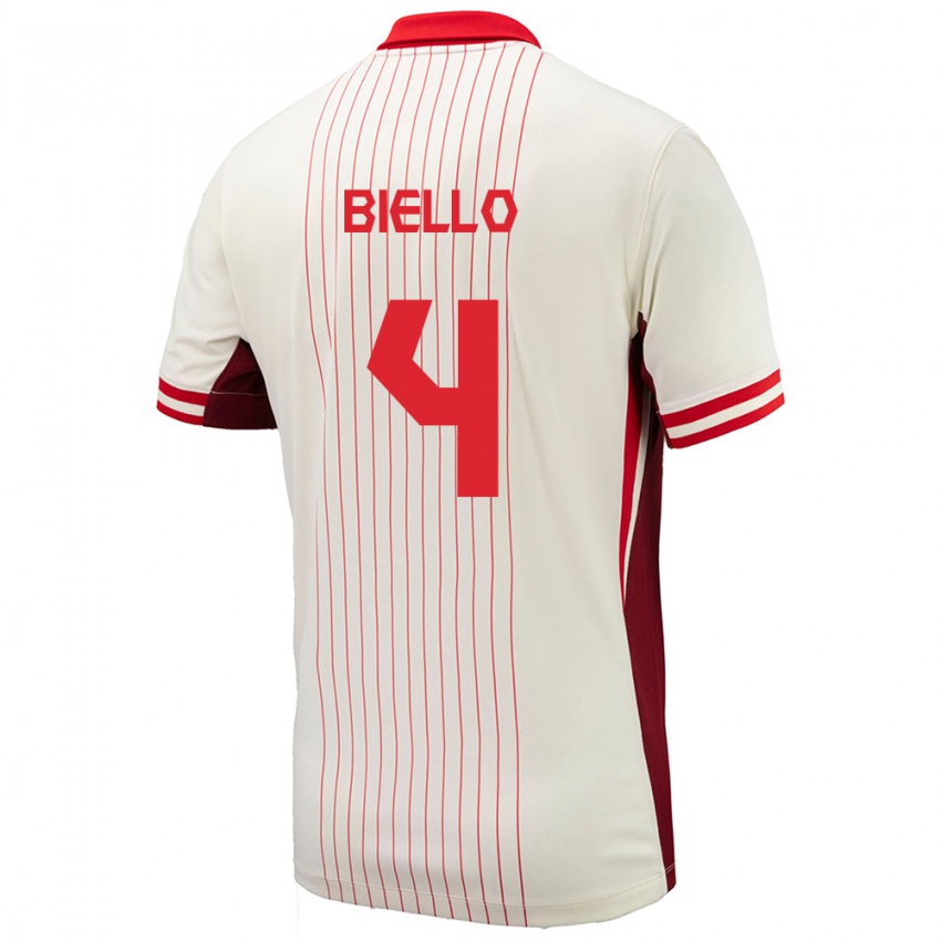 Niño Camiseta Canadá Alessandro Biello #4 Blanco 2ª Equipación 24-26 La Camisa México