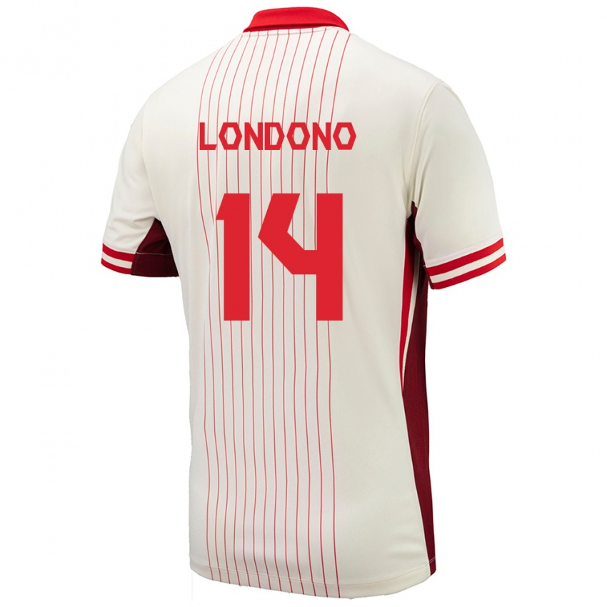 Niño Camiseta Canadá Tyler Londono #14 Blanco 2ª Equipación 24-26 La Camisa México