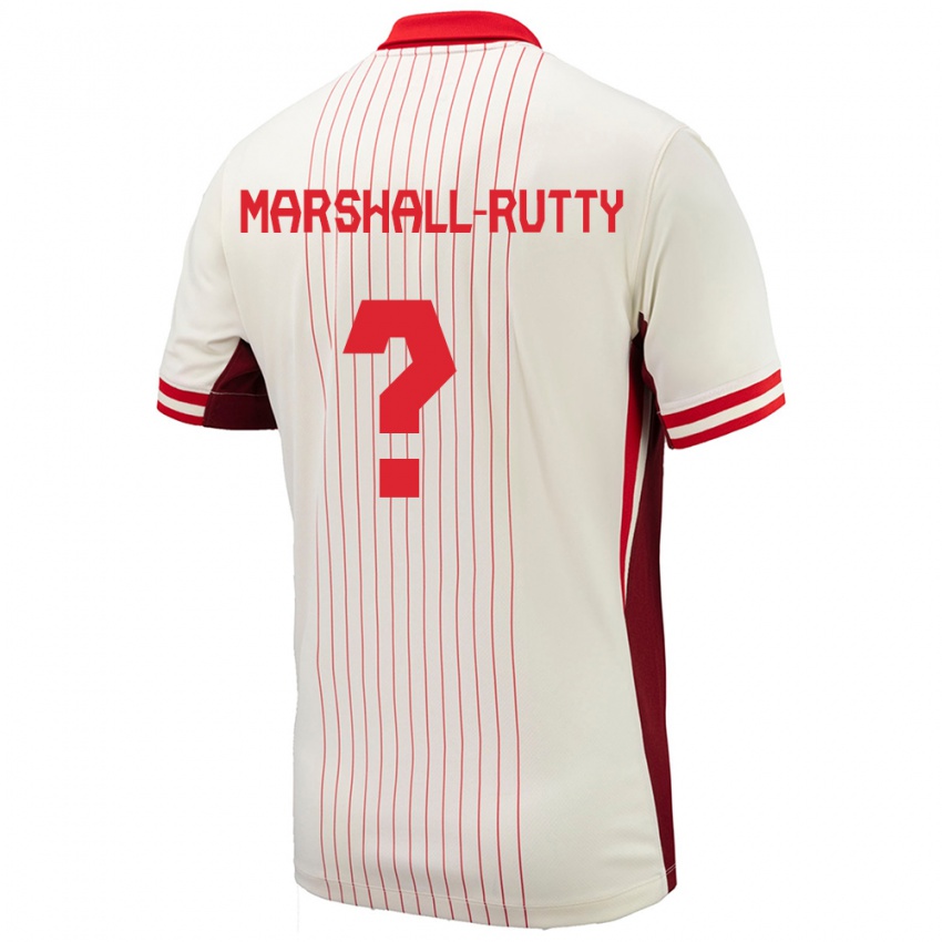 Niño Camiseta Canadá Jahkeele Marshall Rutty #0 Blanco 2ª Equipación 24-26 La Camisa México