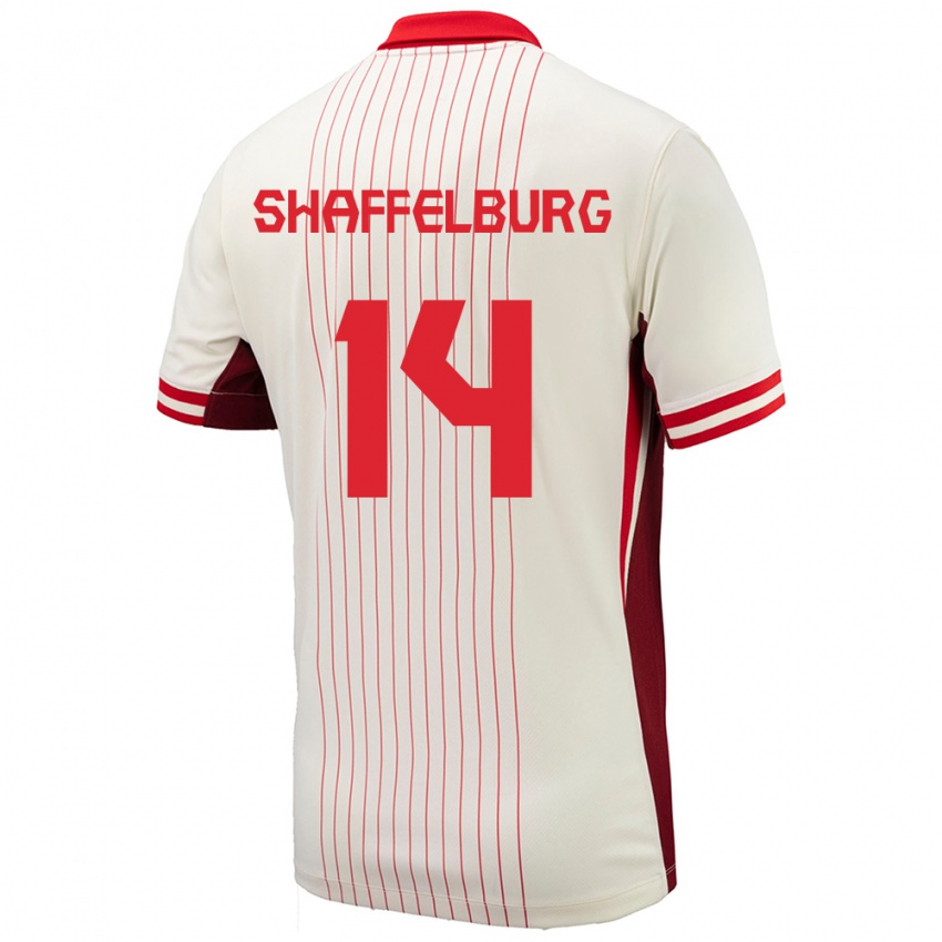 Niño Camiseta Canadá Jacob Shaffelburg #14 Blanco 2ª Equipación 24-26 La Camisa México