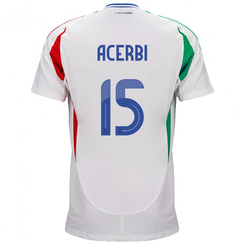 Niño Camiseta Italia Francesco Acerbi #15 Blanco 2ª Equipación 24-26 La Camisa México