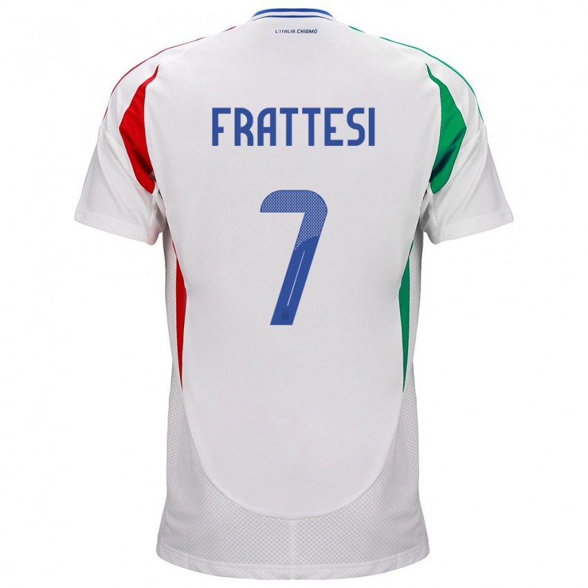 Niño Camiseta Italia Davide Frattesi #7 Blanco 2ª Equipación 24-26 La Camisa México