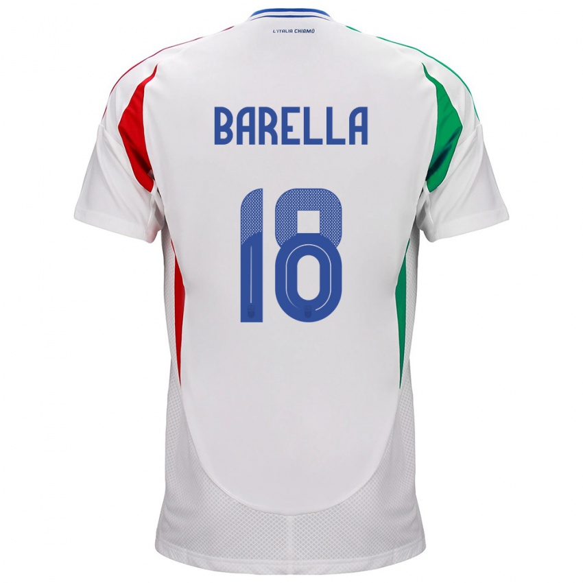 Niño Camiseta Italia Nicolò Barella #18 Blanco 2ª Equipación 24-26 La Camisa México
