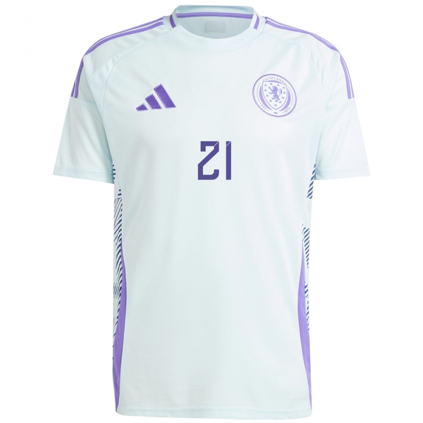 Niño Camiseta Escocia Alfie Bavidge #21 Azul Menta Claro 2ª Equipación 24-26 La Camisa México