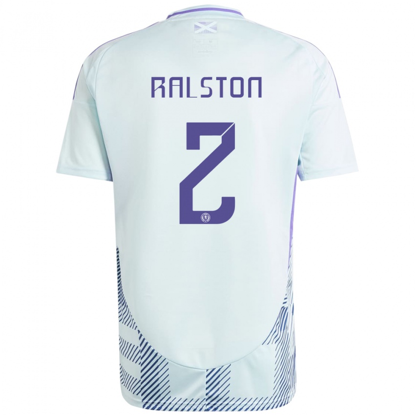 Niño Camiseta Escocia Anthony Ralston #2 Azul Menta Claro 2ª Equipación 24-26 La Camisa México